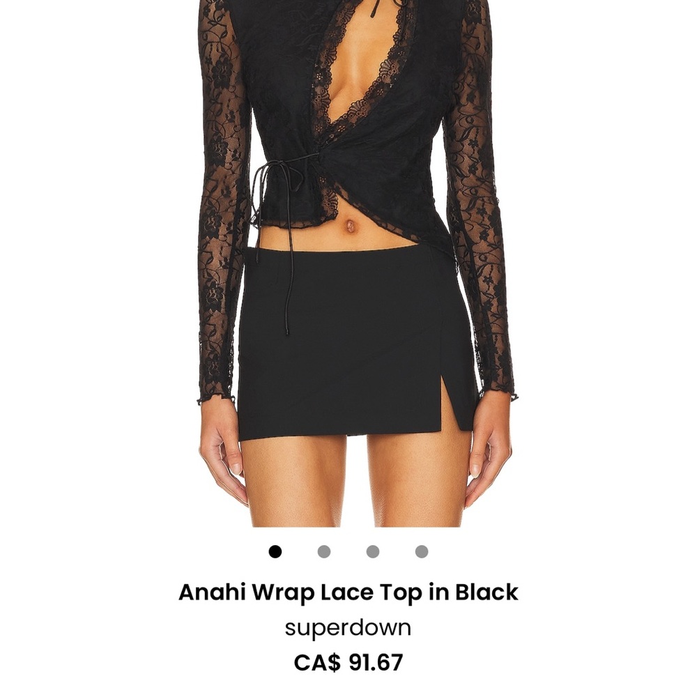 Anahi Wrap Lace Top in Black - Revolve